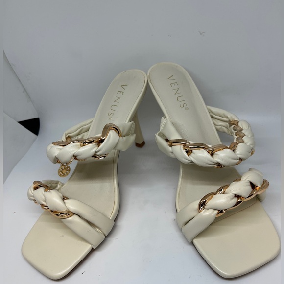 Venus Women's Cream and Gold Sandals size 8.5 - Picture 2 of 16